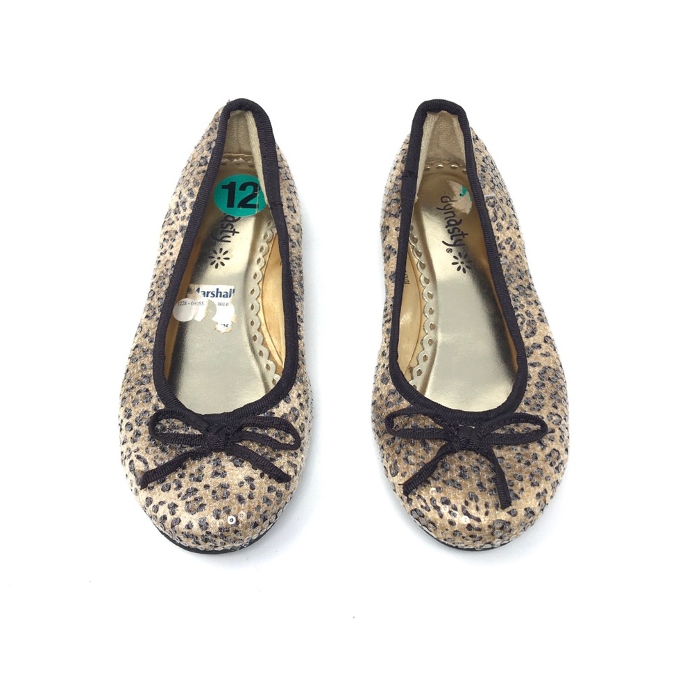 Girls Sequins Cheetah Print Ballet Flats